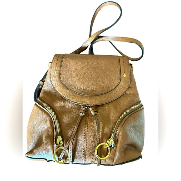CHLOE bag | See by Chloe brown pebbled leather backpack purse with gold hardware - Picture 1 of 11